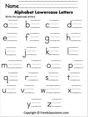 Free Lowercase Letter Writing Worksheet - Free Worksheets - Free4Classrooms