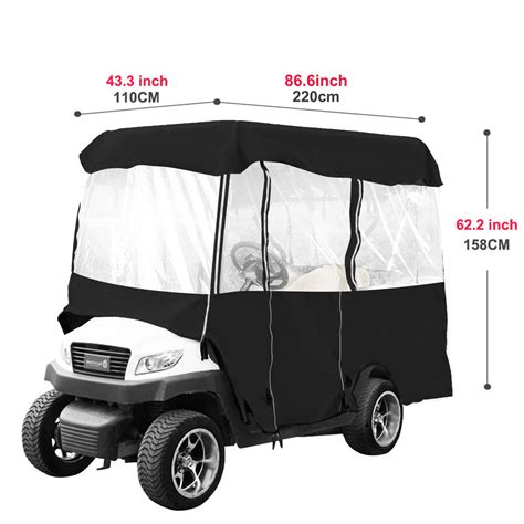 4 Passenger Golf Cart Cover Driving Enclosure Waterproof Person Roll-up ...