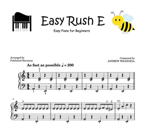 Easy Rush E Grade 1 2 Piano Sheet Music Score Self Learning Series With ...