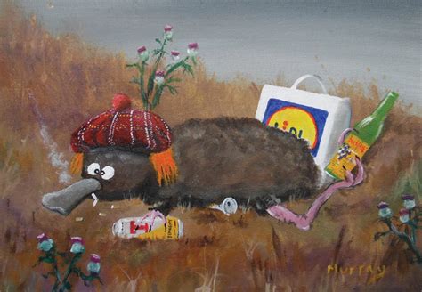 Scottish Landscape Hammered Haggis Cartoon Humour Print Glasgow Artist ...