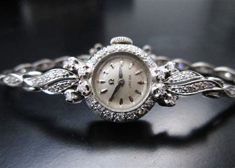 Vintage Omega Watch Art Deco Ladies Diamond Swiss Watch 14k White Gold ...