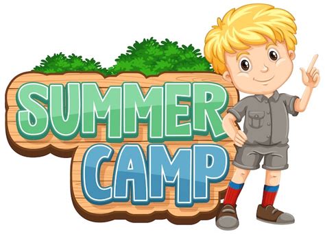 Free Vector | Font design for summer camp with cute kid at park