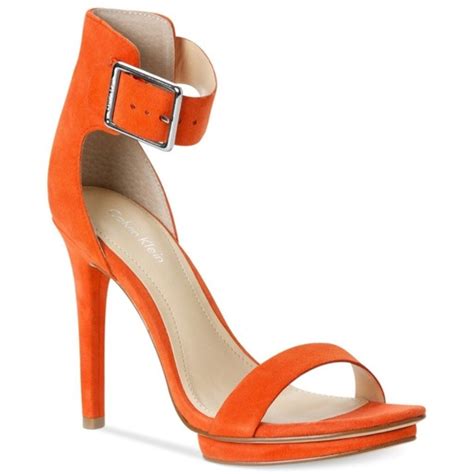 Calvin Klein Shoes | Calvin Klein Vivian Orange Suede Leather Heels ...