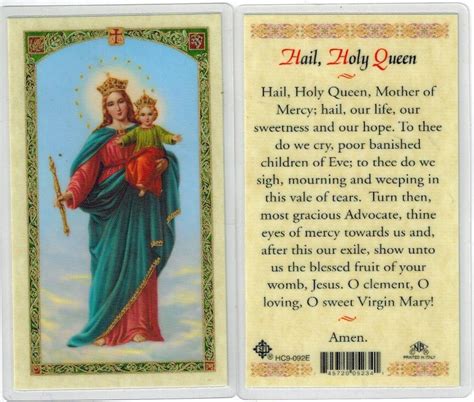 Our Lady of Victory Hail Holy Queen, Laminated prayer card