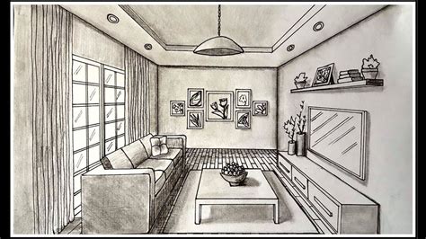 Drawing A Living Room In One Point Perspective drawing a living room in ...