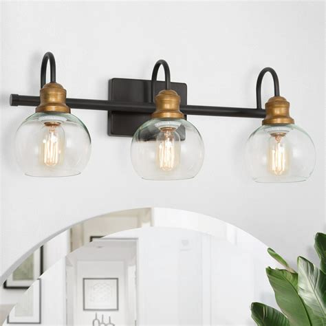 LNC Bathroom Light Fixtures Black Industrial Vanity Lights 3-Lights ...