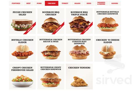 Arby's Printable Menu