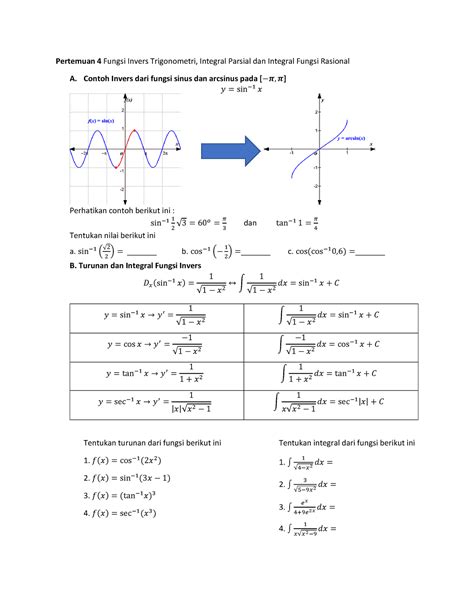 2. Kalkulus 2 - Fungsi Invers trigonometri, integral parsial, dan ...