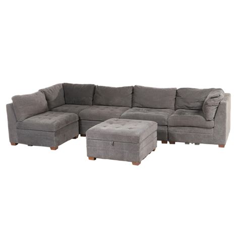 Thomasville "Tisdale" Button-Tufted Fabric Sectional with Storage ...