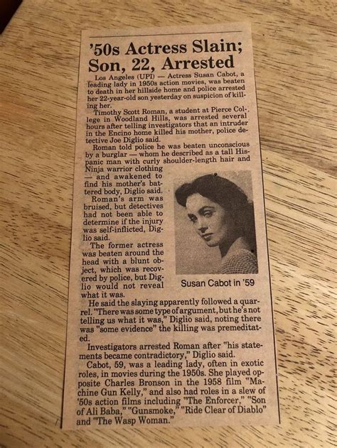 Obituary - SUSAN CABOT - 12/12/86 | Obituaries, Daily news newspaper ...