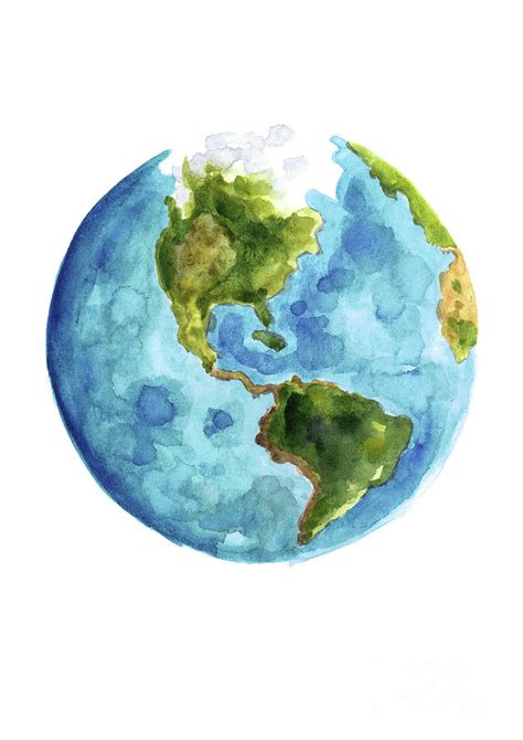 Planet Earth, South America Illustration, Watercolor World Map Painting ...