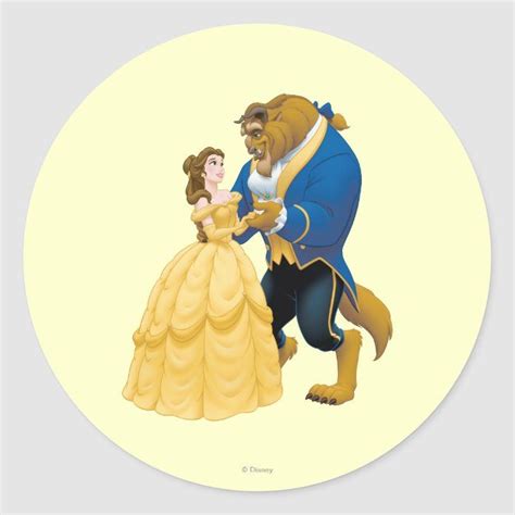 Belle and Beast Dancing Classic Round Sticker | Zazzle