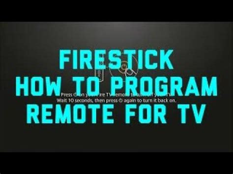 How to Program Firestick Remote for TV - YouTube