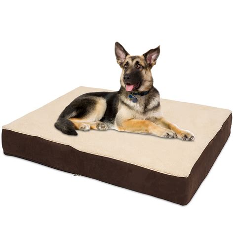 Kopeks Rectangular Orthopedic Memory Foam Brown Dog Bed, 50" L X 37.5 ...