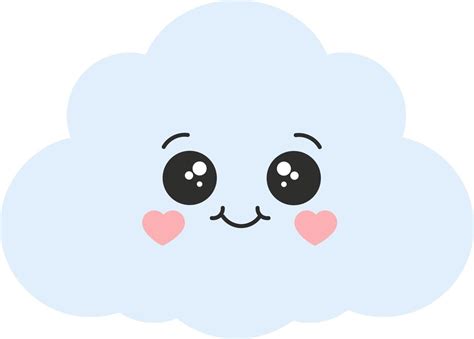 Cute happy cloud, Seal or Icon Vector Illustration 12489535 Vector Art ...