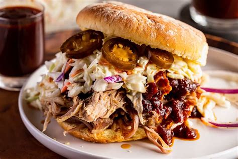 Pulled Pork Sandwich with BBQ Sauce and Coleslaw - That Zest Life