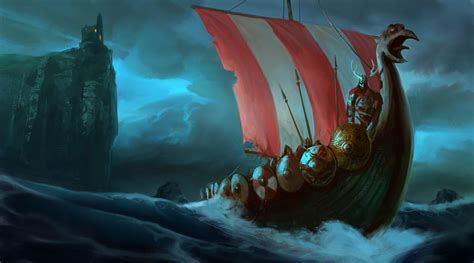 warrior, Digital art, Vikings, Longships, Storm Wallpapers HD / Desktop ...