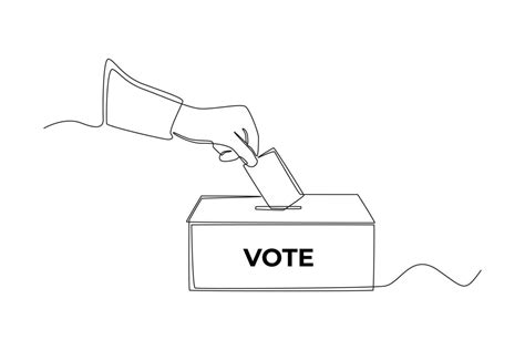 Continuous one line drawing hand putting paper in the ballot box for ...