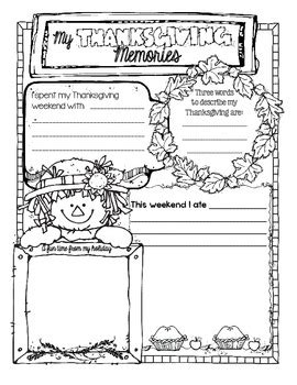 Thanksgiving Reflection/Activity Page by Patti Mihalides | TpT