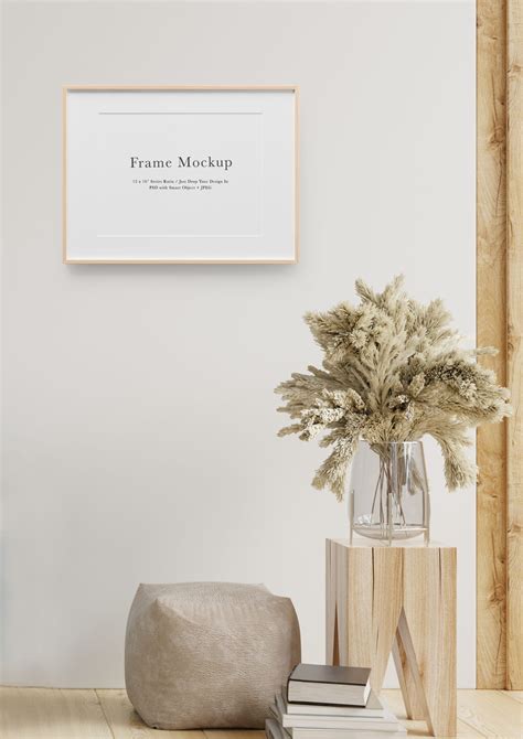 Frame Mockup #1669, Beige Landscape Frame, Interior Frame Mockup ...