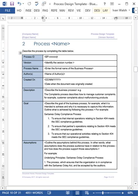 Business Process Design Templates – MS Word, Excel + Visio