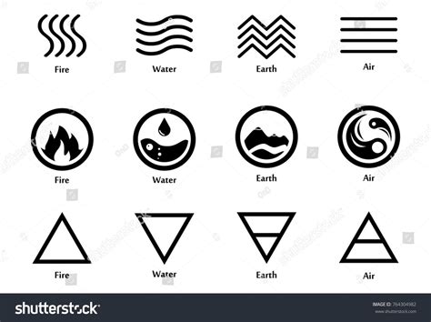 Vector Illustration Four Elements Icons Line Stock-Vektorgrafik ...