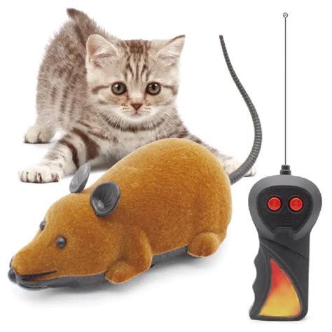 Remote Control Simulation Mouse with Lights Pet Cat mice Toy Wireless ...