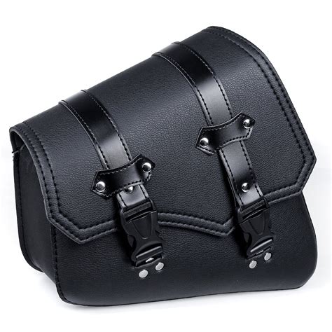 Motorcycle saddlebags 3 quick release buckle black pu leather ...