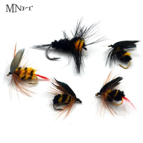 MNFT 10Pcs Fly Fishing Lures Yellow Black Bumble Bee Artificial Insect ...