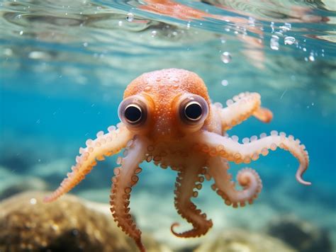 Baby octopus swimming at Pacific ocean | Premium AI-generated image