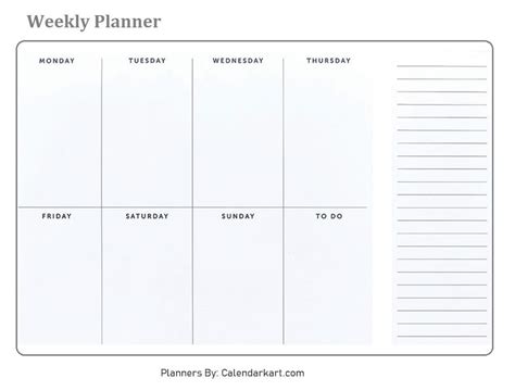 Weekly Schedule Template Printable