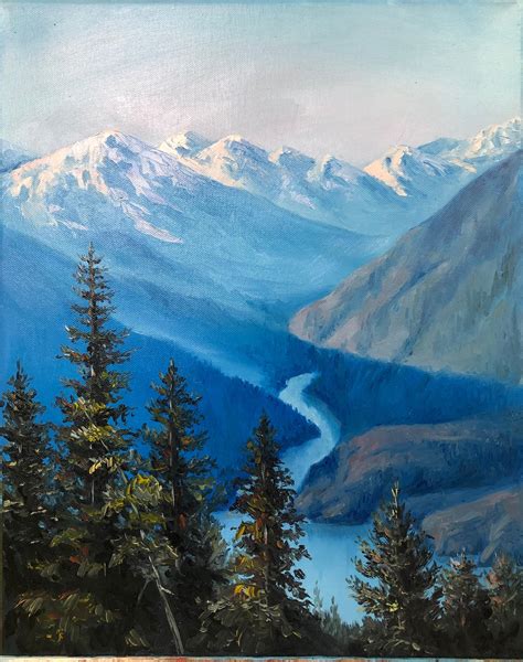 Landscape Rocky Mountains Original Oil Painting Mountain Lake | Etsy