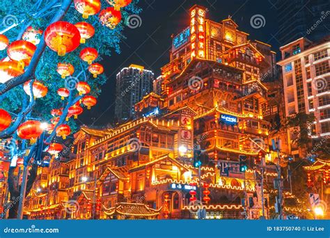 Amazing Night View Of The Hongyadong Commercial District, Chongqing ...