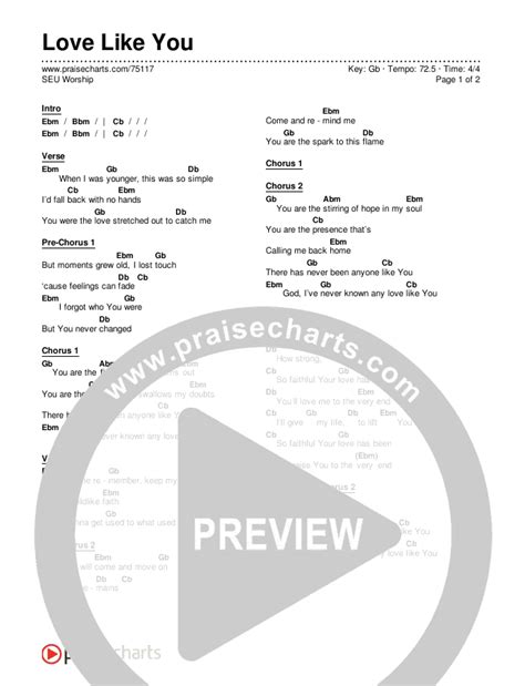 Love Like You Chords PDF (SEU Worship) - PraiseCharts