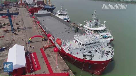 China's 1st home-made bulk deck cargo ship - YouTube