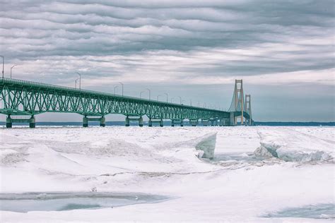 Mackinac Bridge in Winter during Day Photograph by John McGraw - Fine ...