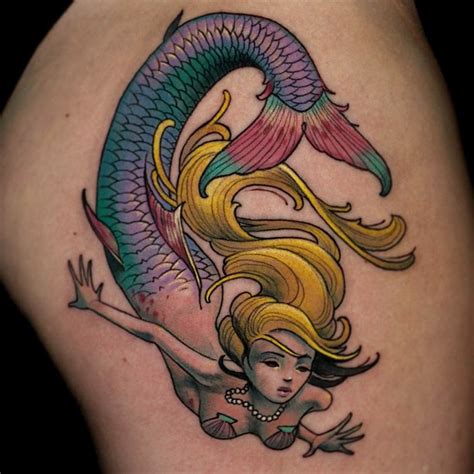 thievinggenius: “ Tattoo done by Curtis Burgess. ” | Mermaid tattoos ...