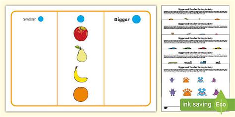 Bigger and Smaller Sorting Activity (teacher made) - Twinkl