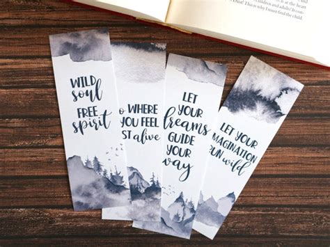 Printable Bookmarks Inspirational Quotes Bookmark Set Wild and | Etsy