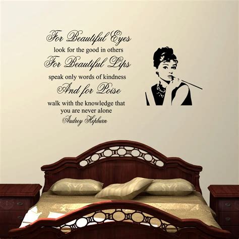 Audrey Hepburn Wall Decals Bedroom Living Room Poster Mural Art Vinyl ...