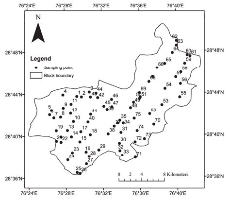 Location map of the sampling points in Beri block of Jhajjar district ...