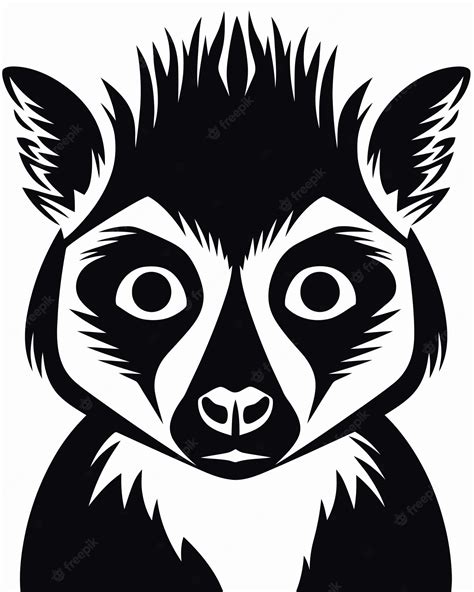 Premium Vector | A black and white image of a lemur face