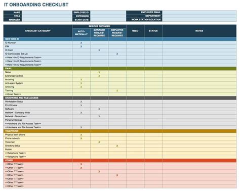 Onboarding Checklist Excel