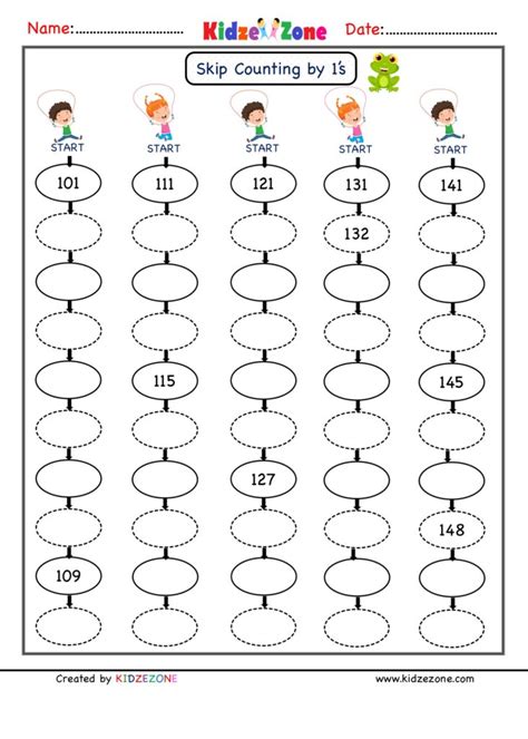 Grade 1 Math worksheets - Skip Counting by 1, Practice 21