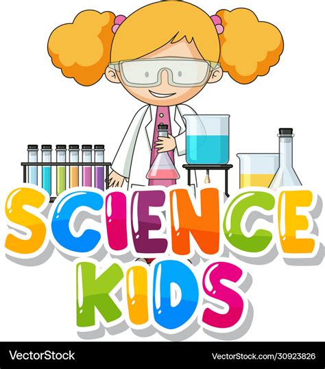 Font design for word science kids with kid Vector Image