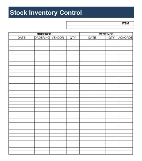 Stock Inventory Control Template. Stock Inventory Management Template ...