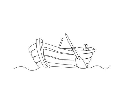 Row Boat In Water Drawing