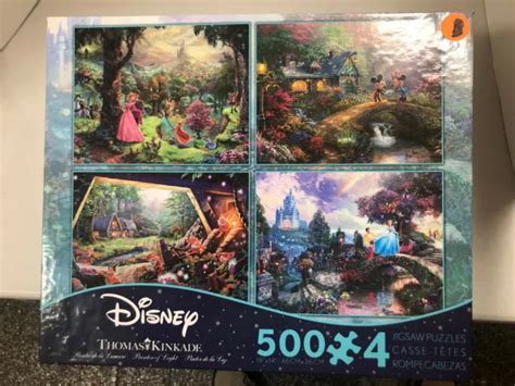 THOMAS KINKADE DISNEY Art Puzzles 500-Pcs Mikey Mouse~Cinderella~Snow ...