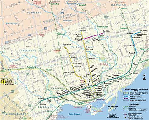 Metro Map of Toronto / Carte du Metro de Toronto | Toronto map, Toronto ...