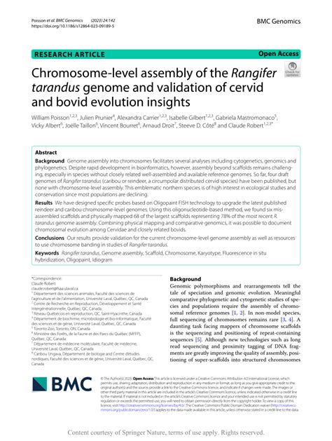 (PDF) Chromosome-level assembly of the Rangifer tarandus genome and ...